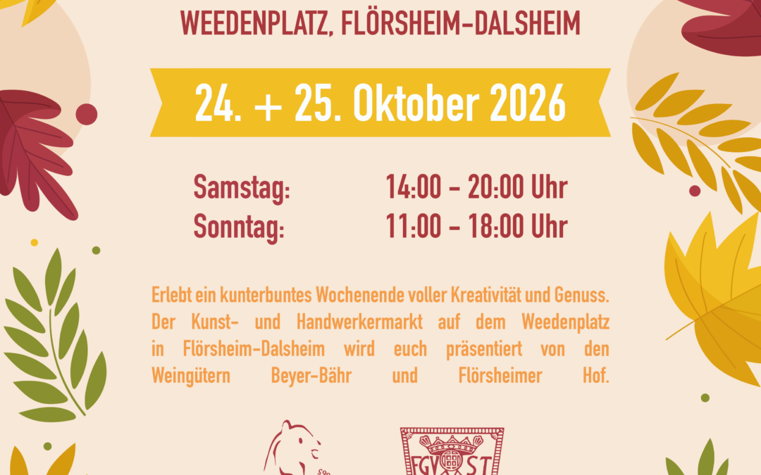 24.+25.10.2026 Kunst- und Handwerkermarkt auf dem Weedenplatz / Flörsheim-Dalsheim